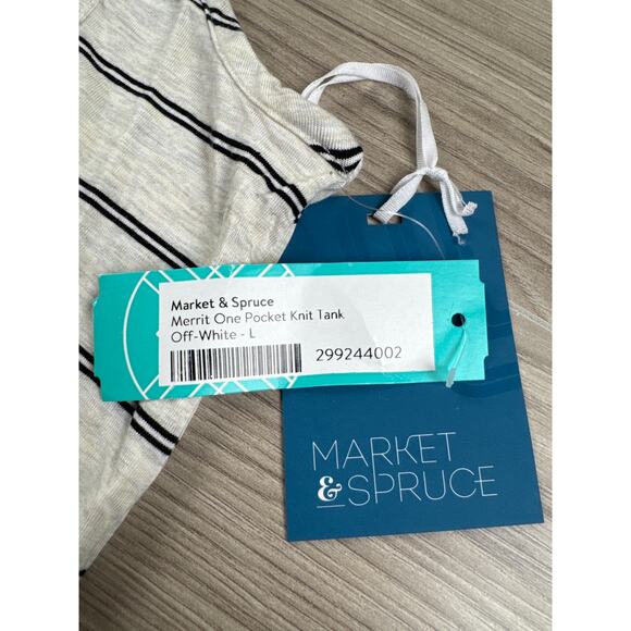 Market & Spruce Merrit One Pocket Knit Tank Off-White Large - Picture 4 of 6